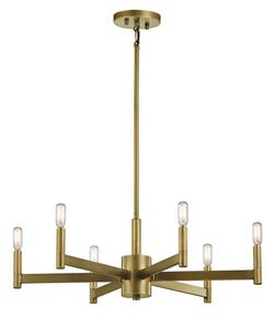 60W 6-Light Candelabra E-12 Incandescent Chandelier in Natural Brass