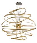 42 in. 36W 2-Light LED Pendant in Gold Leaf with Polished Stainless
