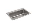 KOHLER Stainless Steel 33 x 22 in. Stainless Steel Single Bowl Drop-in Kitchen Sink with SilentShield Sound Dampening 