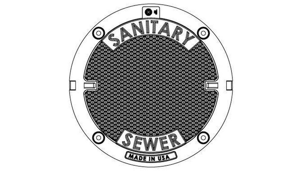 EJ Asphalt Black Sanitary Grey Iron Solid Cover - Epic 