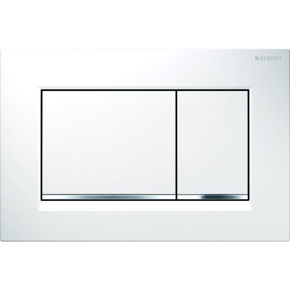 Geberit White/Polished Chrome Dual Flush Actuator Plate 