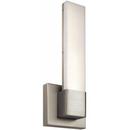 16W LED Wall Sconce with White Acrylic Glass in Satin Nickel