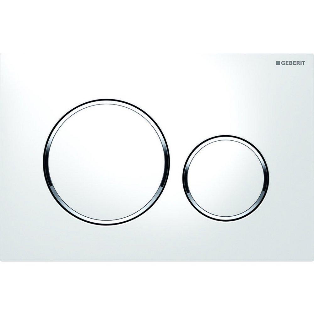 Geberit White/Polished Chrome Dual Flush Actuator Plate 
