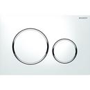 Wall Mount Dual Flush Actuator Plate in White and Polished Chrome