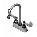 T&S Brass Chrome Lead Law Compliant WORKBOARD FAUCET DECK MOUNT 3-1/2 CENTERS SWIVEL GOOSENECK 4 WRIST-ACTION HANDLES 