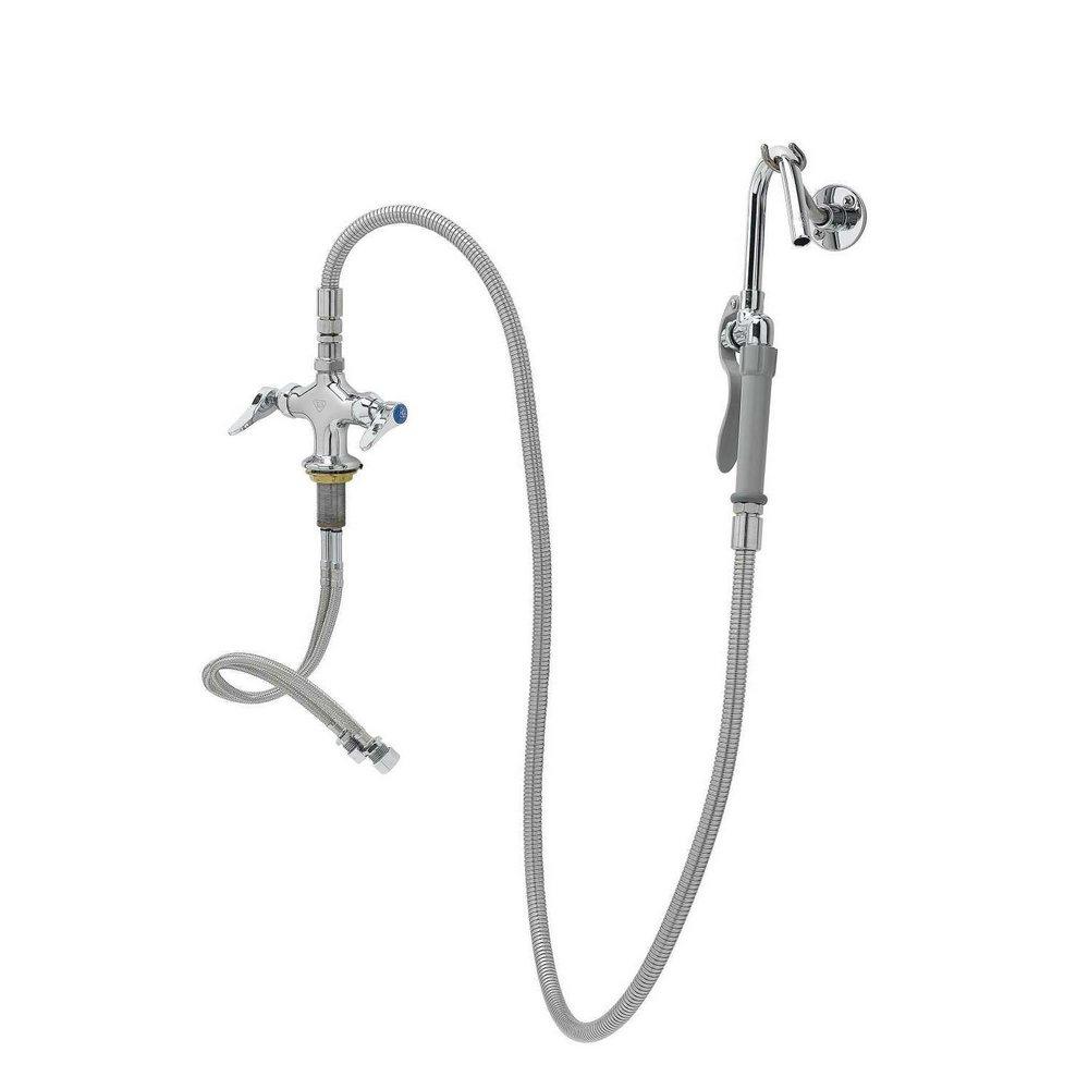 T&S Brass Polished Chrome 5.27 gpm 1 Hole Deck Mount Pantry Base Faucet with Double Lever Handle 