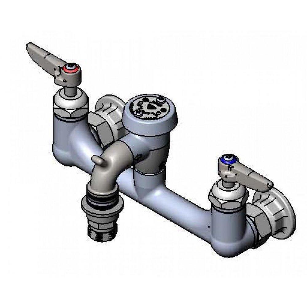 T&S Brass Chrome Plated Two Handle Lever Wall Mount Service Faucet 