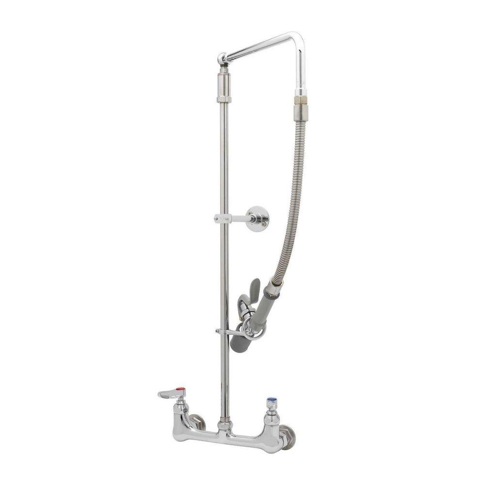 T&S Brass Chrome California Energy Commission Registered Lead Law Compliant PRE-RINSE OVERHEAD SWIVEL ARM 8 WALL MOUNT BASE LOW FLOW SPRAY VALVE WALL BRACKET 