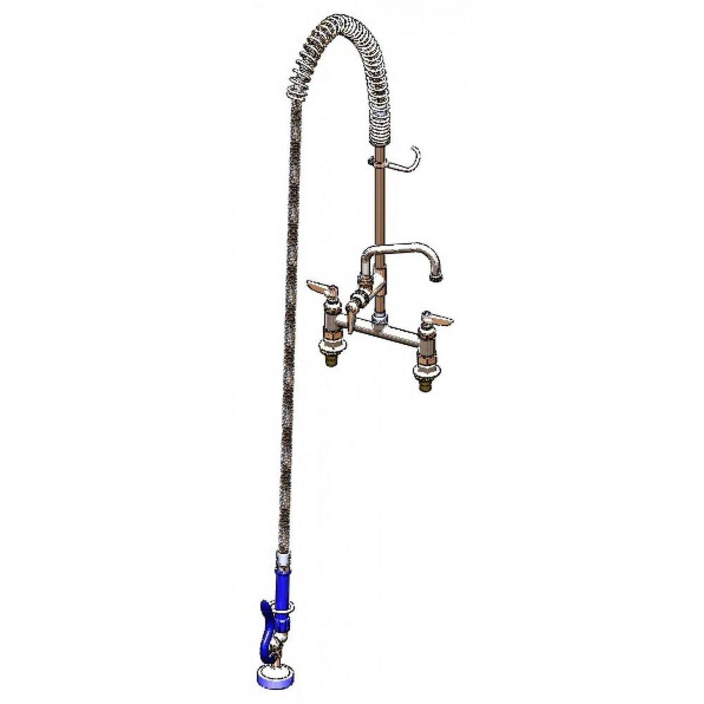 T&S Brass Polished Chrome Base Supply Nipple Kit Add On Faucet with Double Lever Handle 