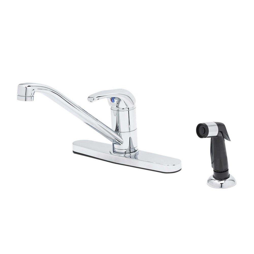 T&S Brass Polished Chrome SINGLE LEVER FAUCET 48 SIDESPRAY 9 SWIVEL SPOUT 1.5 GPM VR AERATOR FLEXIBLE HOSES 