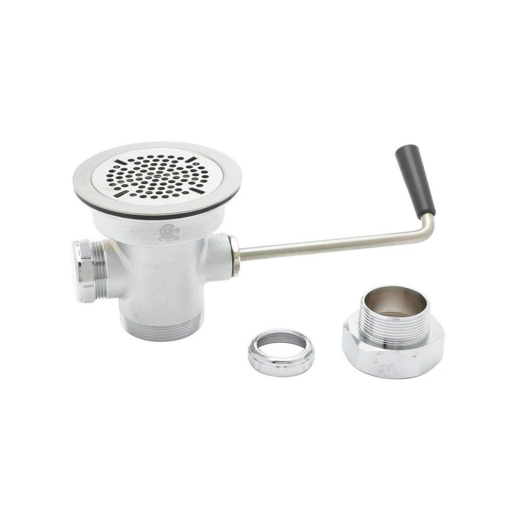 T&S Brass WASTE DRAIN VALVE SHORT TWIST HANDLE 3-1/2 X 2 & 1-1/2 ADAPTER 