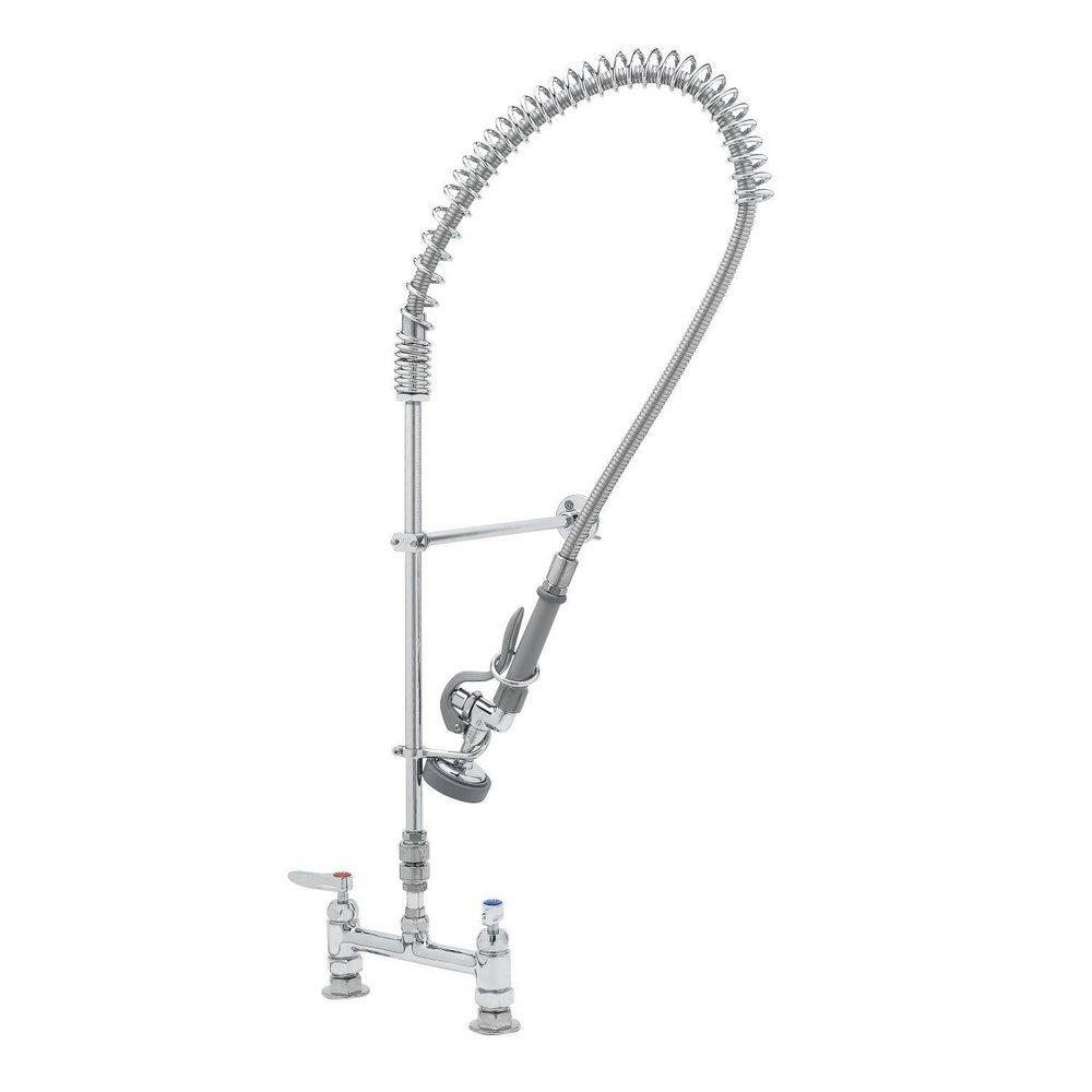 T&S Brass Polished Chrome Plated Two Handle Lever Deck Mount Food Service Faucet 