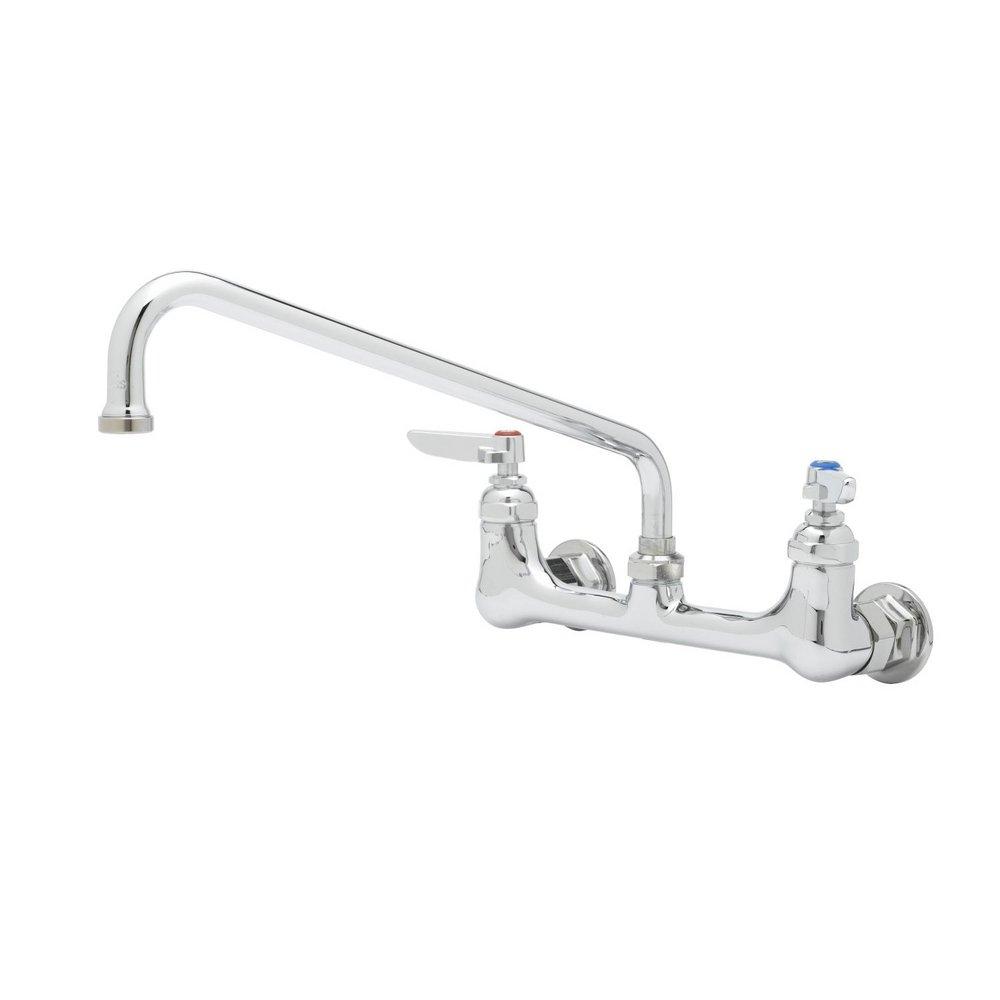 T&S Brass Polished Chrome Two Handle Lever Wall Mount Faucet 