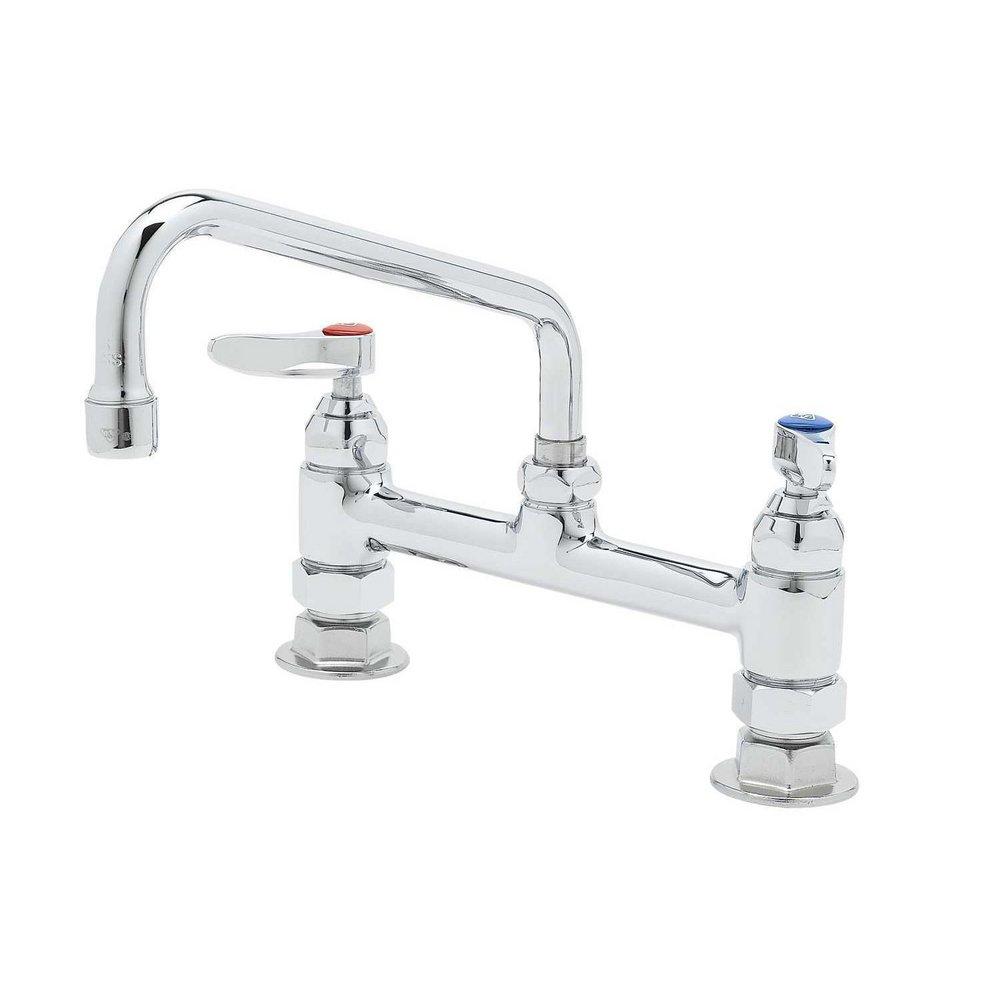 T&S Brass Chrome Lead Law Compliant 8 DECK MOUNT MIXING FAUCET ETERNAS 10 SWING NOZZLE 061X LEVER HANDLES 
