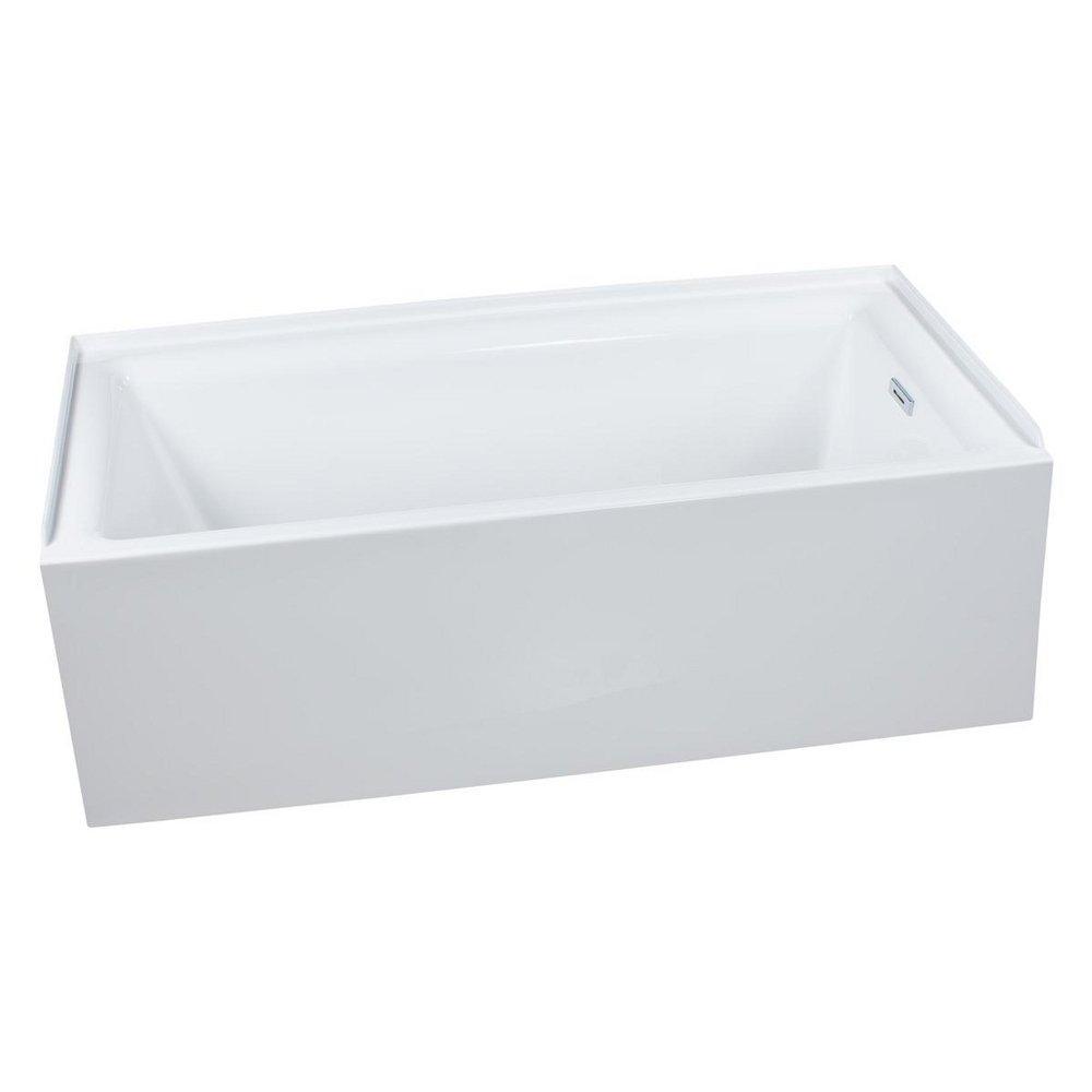 Miseno White 59-3/4 x 32-1/10 in. Cast Acrylic and Reinforced Fiberglass Rectangle Skirted 3-Wall Alcove Bathtub with Right Drain 