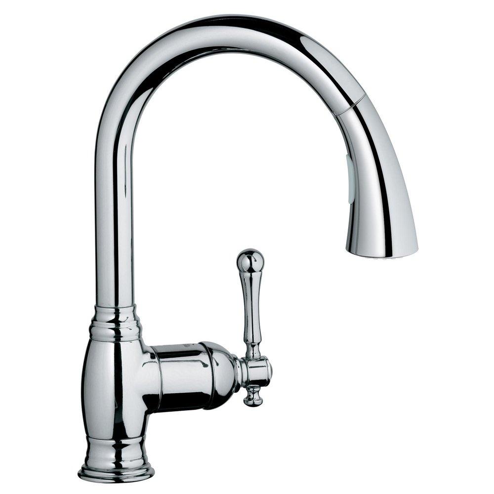 GROHE StarLight® Chrome Single Handle Pull Out Kitchen Faucet 