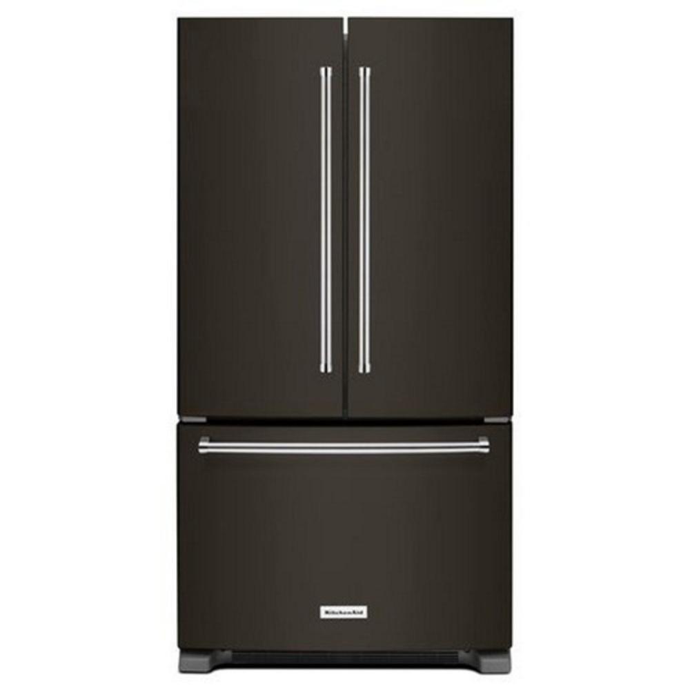 KitchenAid PrintShield&trade; Black Stainless Steel 35-3/4 in. 20 cu. ft. Counter Depth French Door Bottom Mount Freezer Refrigerator 