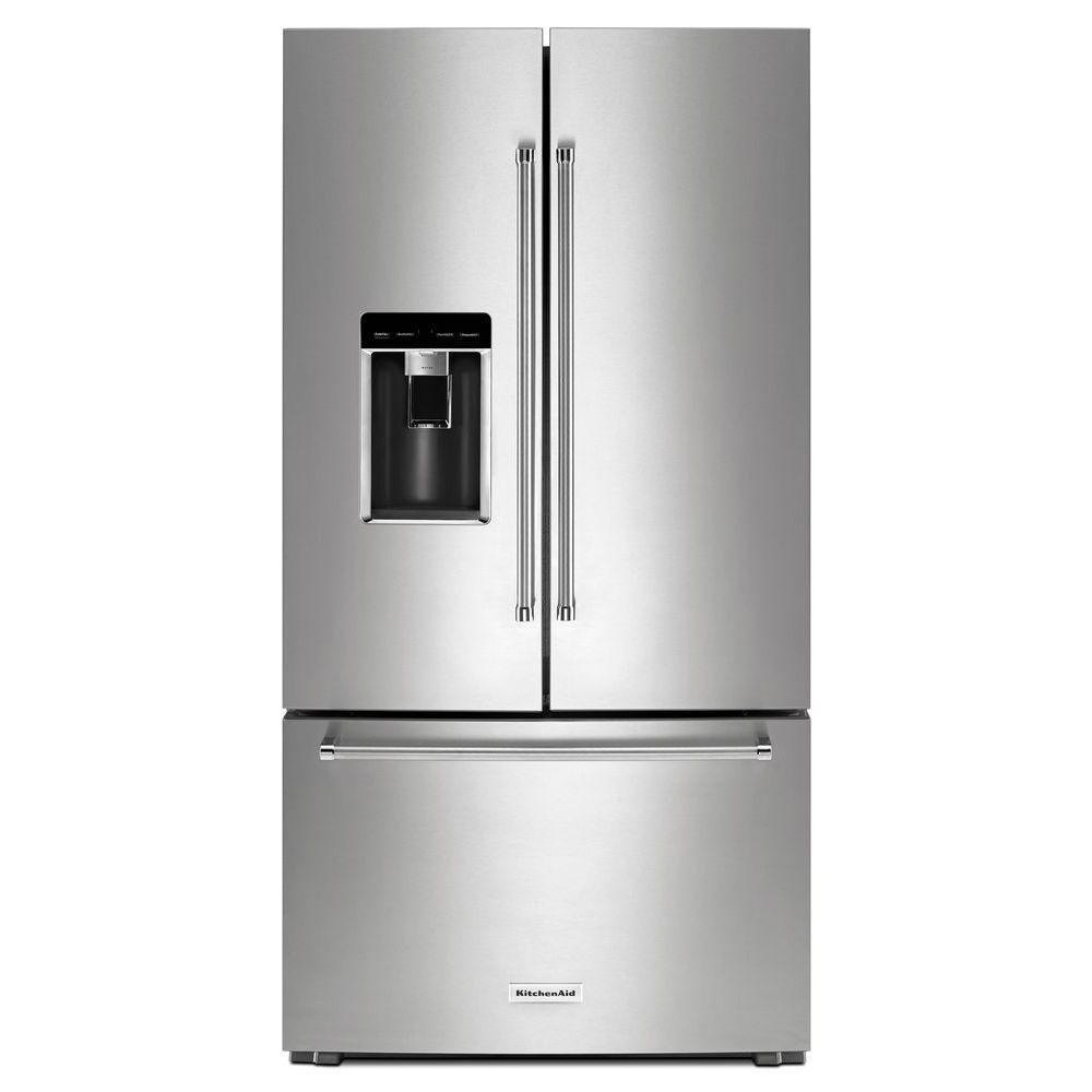 KitchenAid PrintShield™ Stainless Steel 35-13/16 in. 23.8 cu. ft. Counter Depth, French Door Refrigerator 