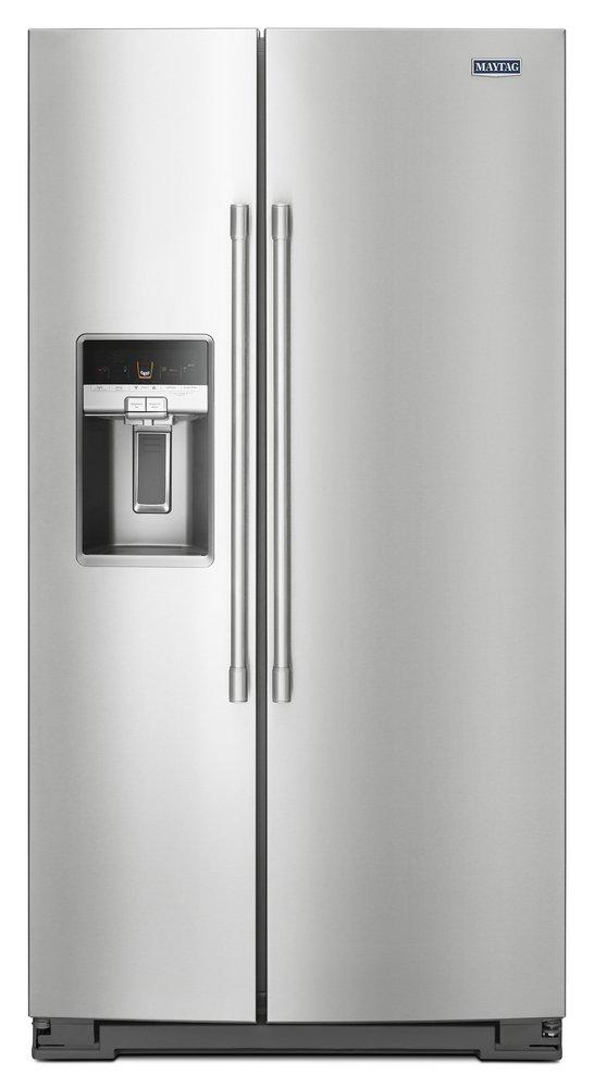 Maytag Fingerprint Resistant Stainless Steel 36 in. 20.6 cu. ft. Counter Depth Side-By-Side Refrigerator 