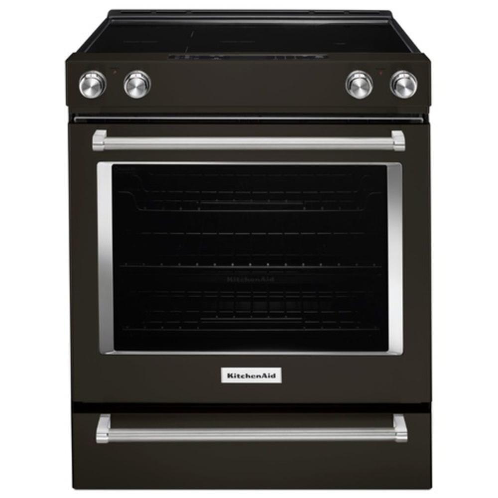 KitchenAid Black Stainless Steel 29-7/8 in. Electric 5-Burner Radiant Slide-in Range 