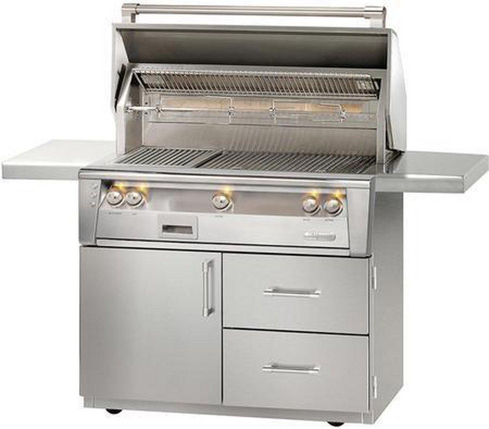 Alfresco Stainless Steel 66-1/16 in. Push Button Ignition Gas Freestanding Grill with Deluxe Cart 