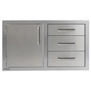 31-13/16 in. Left Hinged Door and Triple Drawer Combo in Stainless Steel