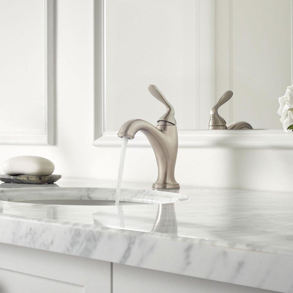 Pfister Brushed Nickel Single Handle Monoblock Bathroom Sink Faucet 