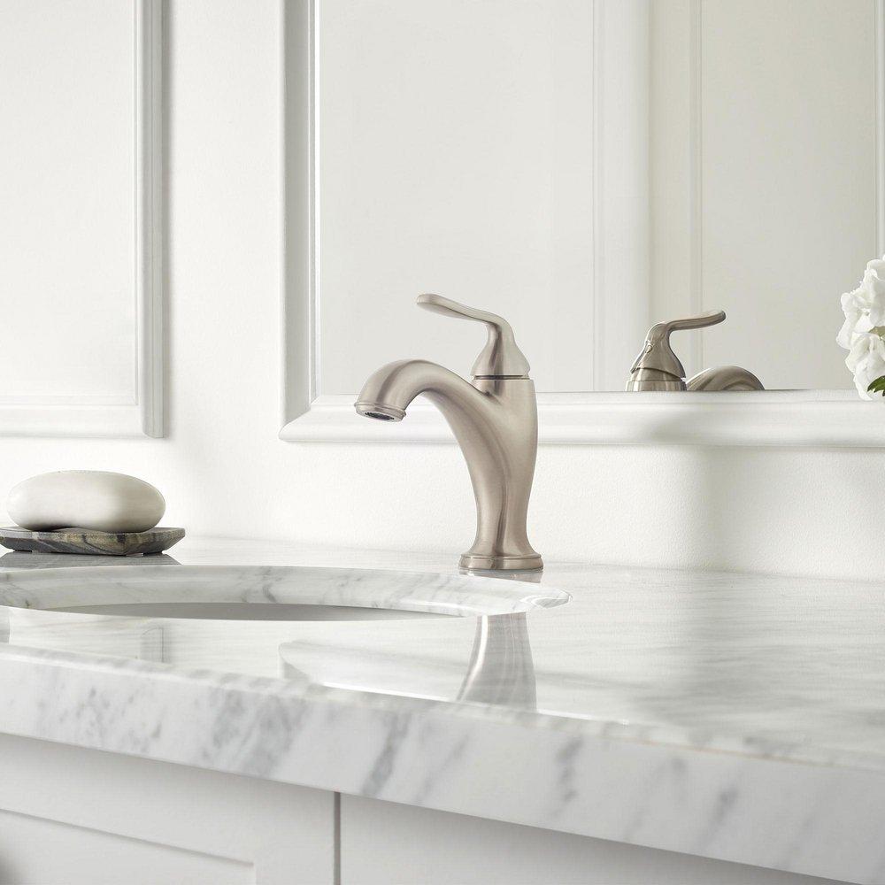 Pfister Brushed Nickel Single Handle Monoblock Bathroom Sink Faucet 