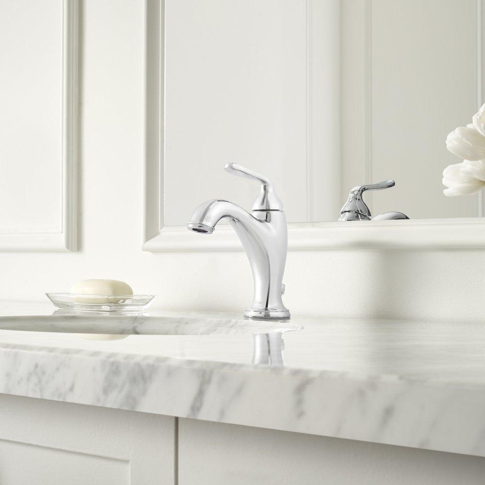 Pfister Polished Chrome Single Handle Monoblock Bathroom Sink Faucet 