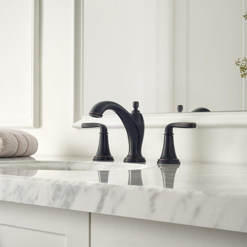 Pfister Tuscan Bronze Two Handle Widespread Bathroom Sink Faucet 