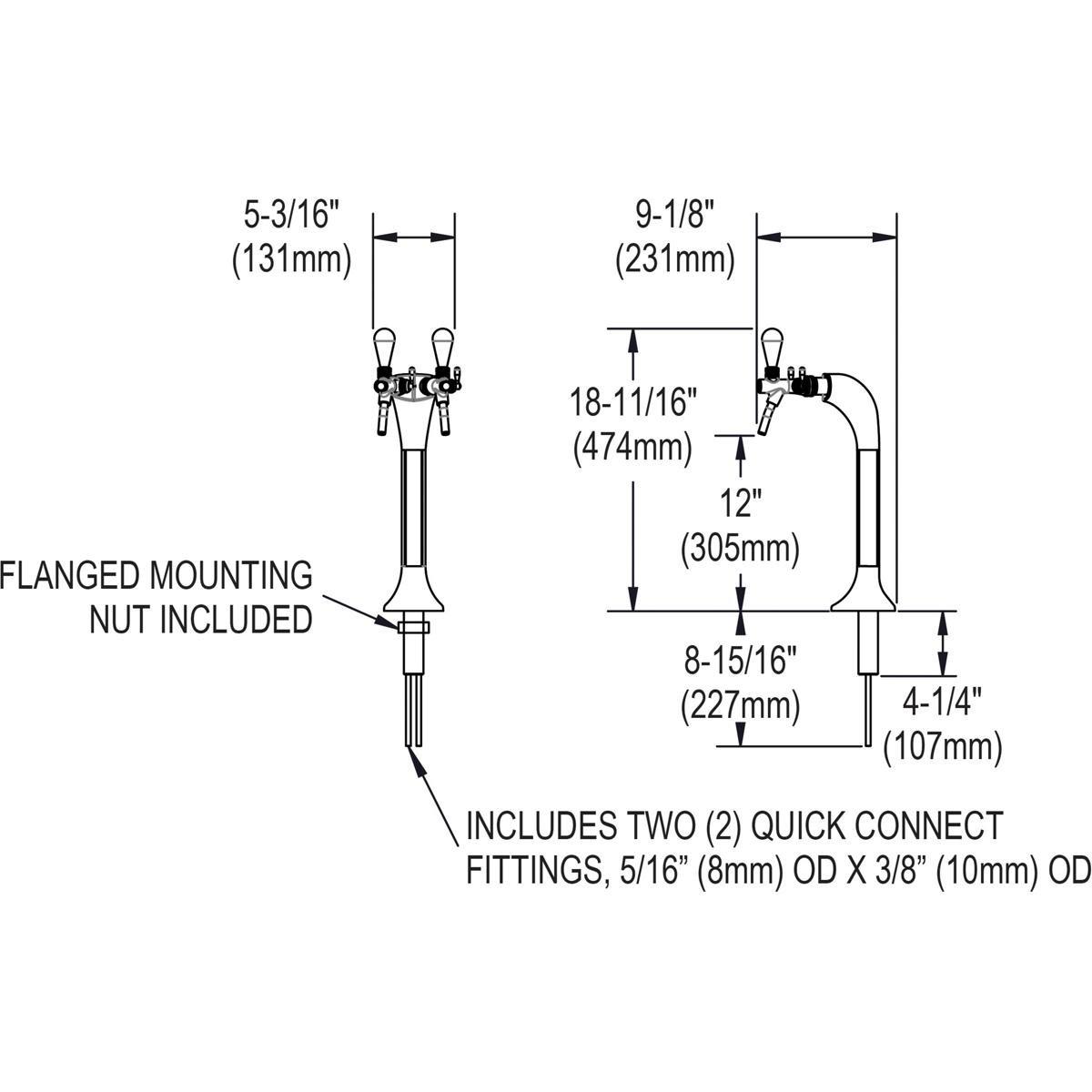 Elkay Stainless Steel Cold or Tap Water Dispenser with Double Lever Handle 