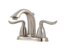 Two Handle Deck Mount Centerset Bathroom Sink Faucet with High Arc Spout in Brushed Nickel