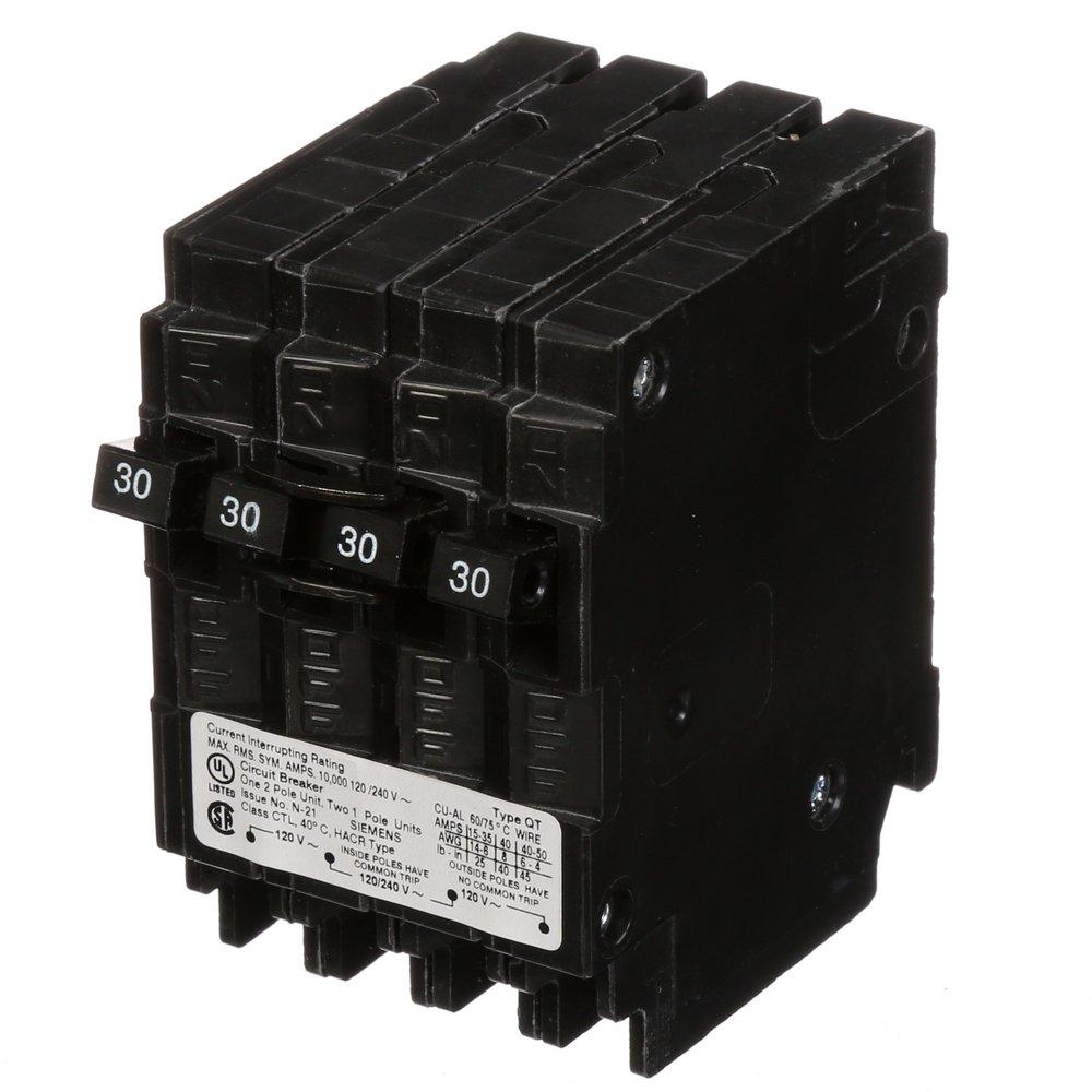 Siemens Energy & Automation 30W 120/240V 2-Pole Quadplex Circuit Breaker 
