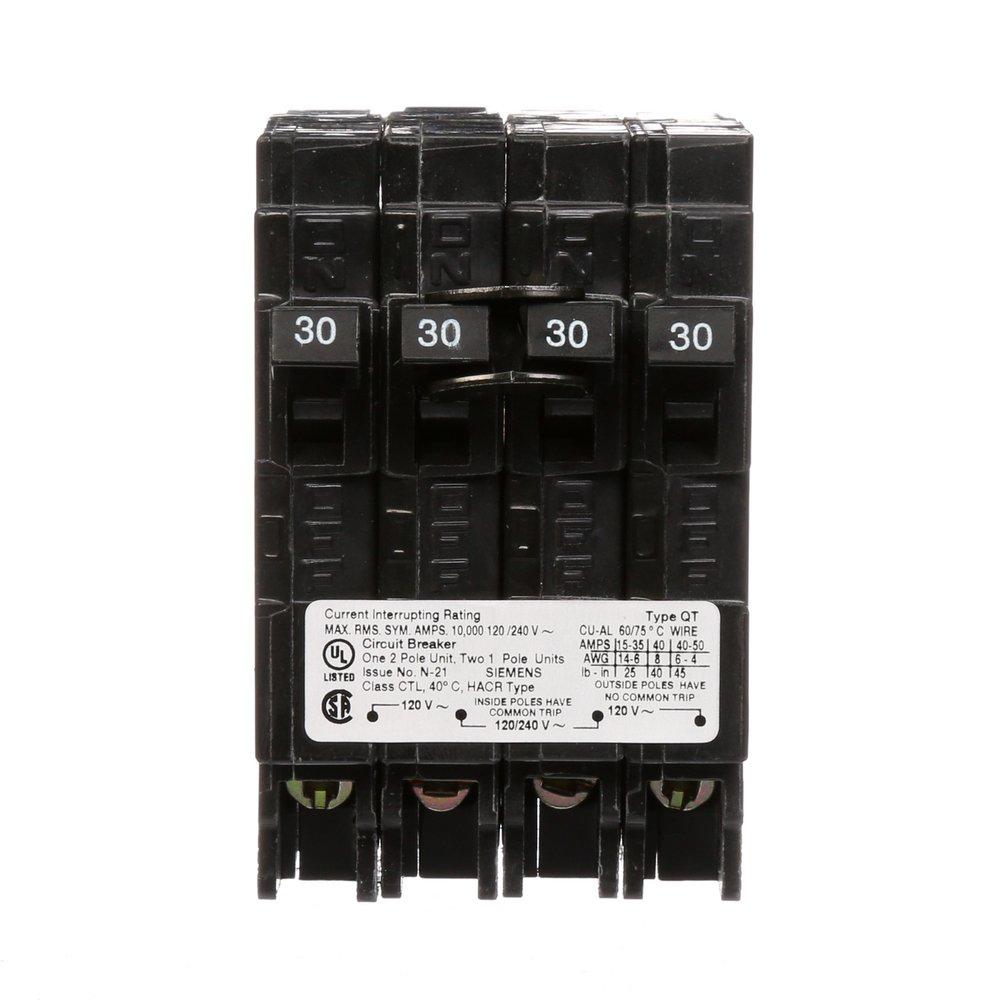 Siemens Energy & Automation 30W 120/240V 2-Pole Quadplex Circuit Breaker 