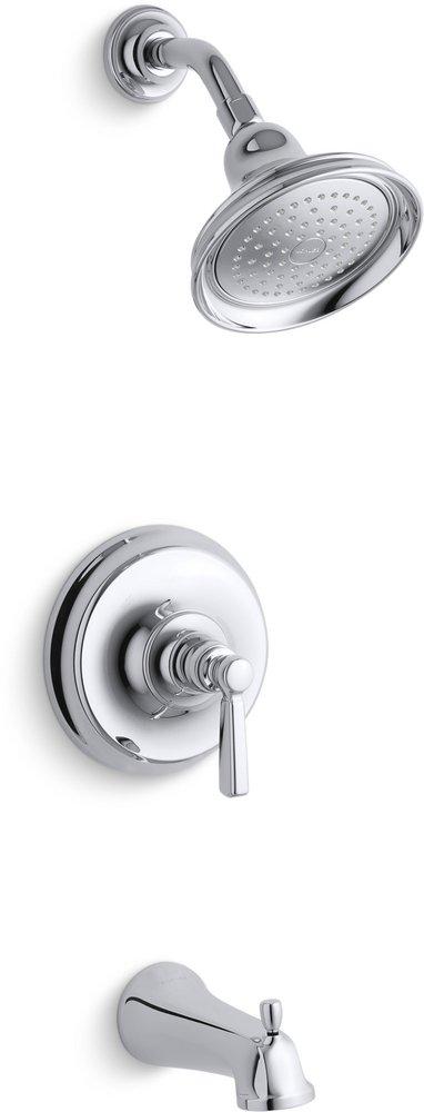 KOHLER Polished Chrome 2.5 gpm Bath and Shower Valve Trim with Metal Single Lever Handle, Slip-Fit Spout and Showerhead 