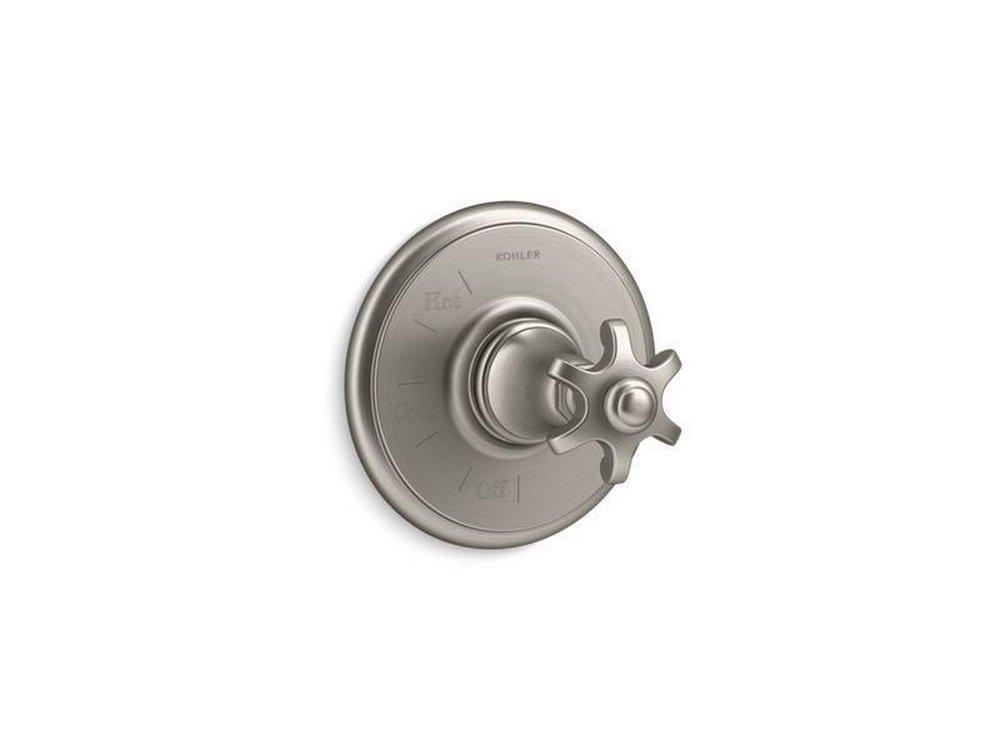 KOHLER Vibrant&reg; Brushed Nickel Pressure Balancing Valve Trim with Single 6-Prong Handle 