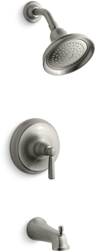 KOHLER Vibrant&reg; Brushed Nickel 2.5 gpm Bath and Shower Valve Trim with Metal Single Lever Handle, Slip-Fit Spout and Showerhead 