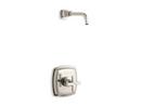 Shower Valve Trim with Metal Single Cross Handle in Vibrant Polished Nickel (Less Showerhead)