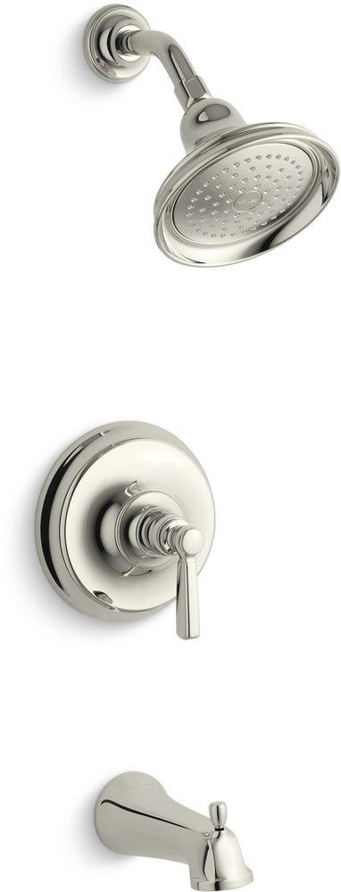 KOHLER Vibrant&reg; Polished Nickel 2.5 gpm Bath and Shower Valve Trim with Metal Single Lever Handle, Slip-Fit Spout and Showerhead 