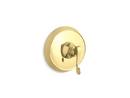 Pressure Balancing Valve Trim with Single Scroll Lever Handle in Vibrant Polished Brass