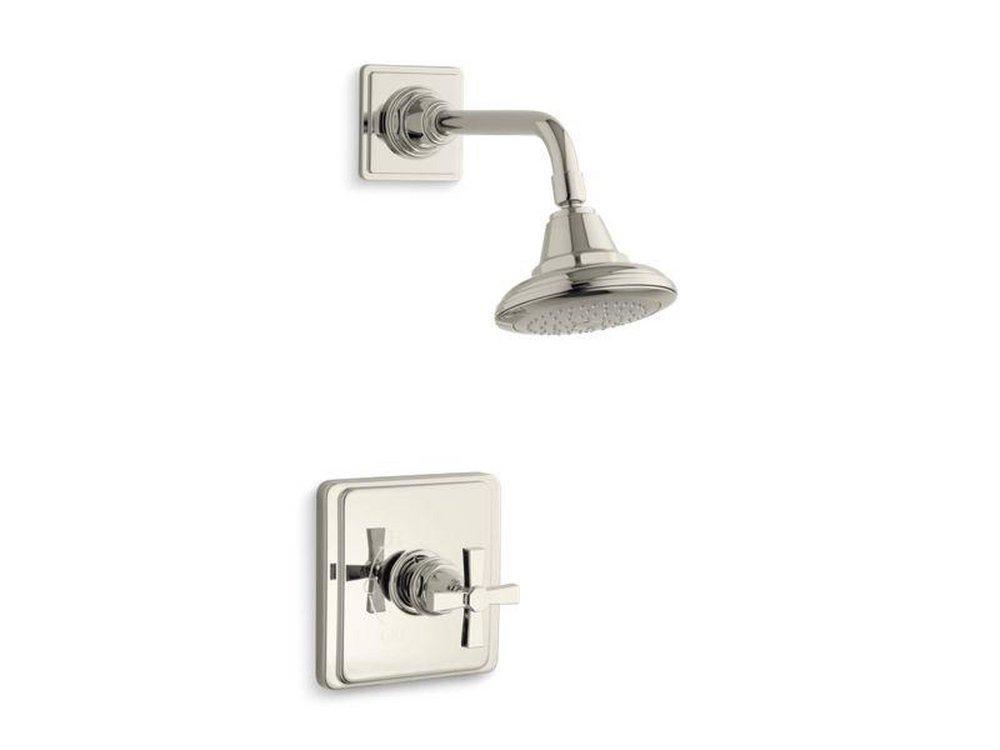 KOHLER Vibrant&reg; Polished Nickel 2.5 gpm Shower Valve Trim with Showerhead and Single Cross Handle 