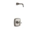 Shower Valve Trim with Metal Single Cross Handle in Vibrant Brushed Nickel (Less Showerhead)