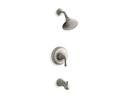 KOHLER Vibrant® Brushed Nickel 2 gpm Bath and Shower Valve Trim with Slip-Fit Spout and Showerhead