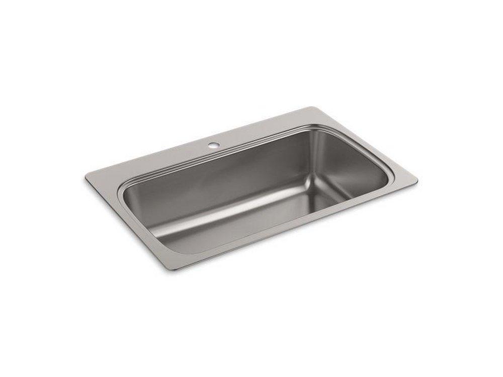 KOHLER Stainless Steel 33 x 22 in. Stainless Steel Single Bowl Drop-in Kitchen Sink with SilentShield Sound Dampening 