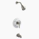 2.5 gpm Bath and Shower Valve Trim with Single Lever Handle, Spout and Showerhead in Vibrant Brushed Nickel