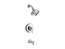 Bath and Shower Valve Trim with Ceramic Single Lever Handle and Slip-Fit Spout in Polished Chrome (Less Showerhead)