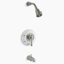 2.5 gpm Bath and Shower Valve Trim with Single Lever Handle, Spout and Showerhead in Vibrant Brushed Nickel