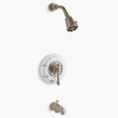 2.5 gpm Bath and Shower Valve Trim with Single Lever Handle, Spout and Showerhead in Vibrant Brushed Bronze