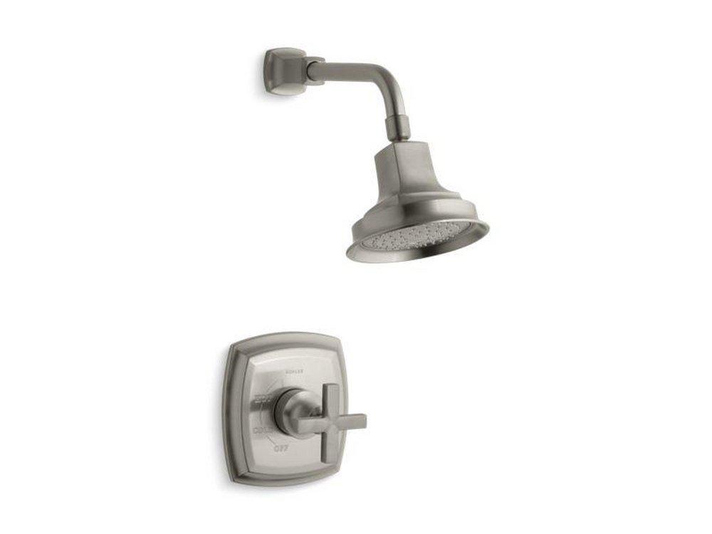 KOHLER Vibrant&reg; Brushed Nickel 2.5 gpm Shower Valve Trim with Showerhead and Single Cross Handle 