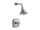 KOHLER Vibrant&reg; Brushed Nickel 2.5 gpm Shower Valve Trim with Showerhead and Single Cross Handle 